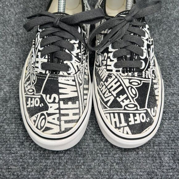 Vans Authentic Sneakers Women's 8.5 Black Off The Wall Print‎ Low Athletic Shoes - Picture 4 of 13